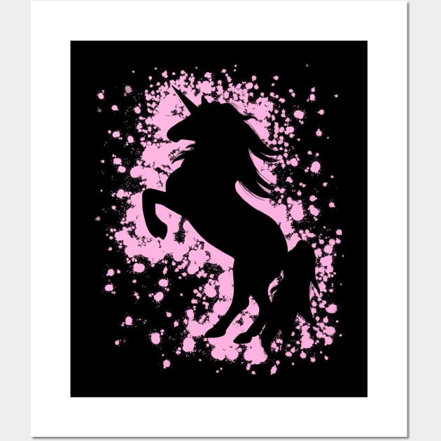 Rearing Pink Unicorn Silhouette Wall Art by Lady Lilac